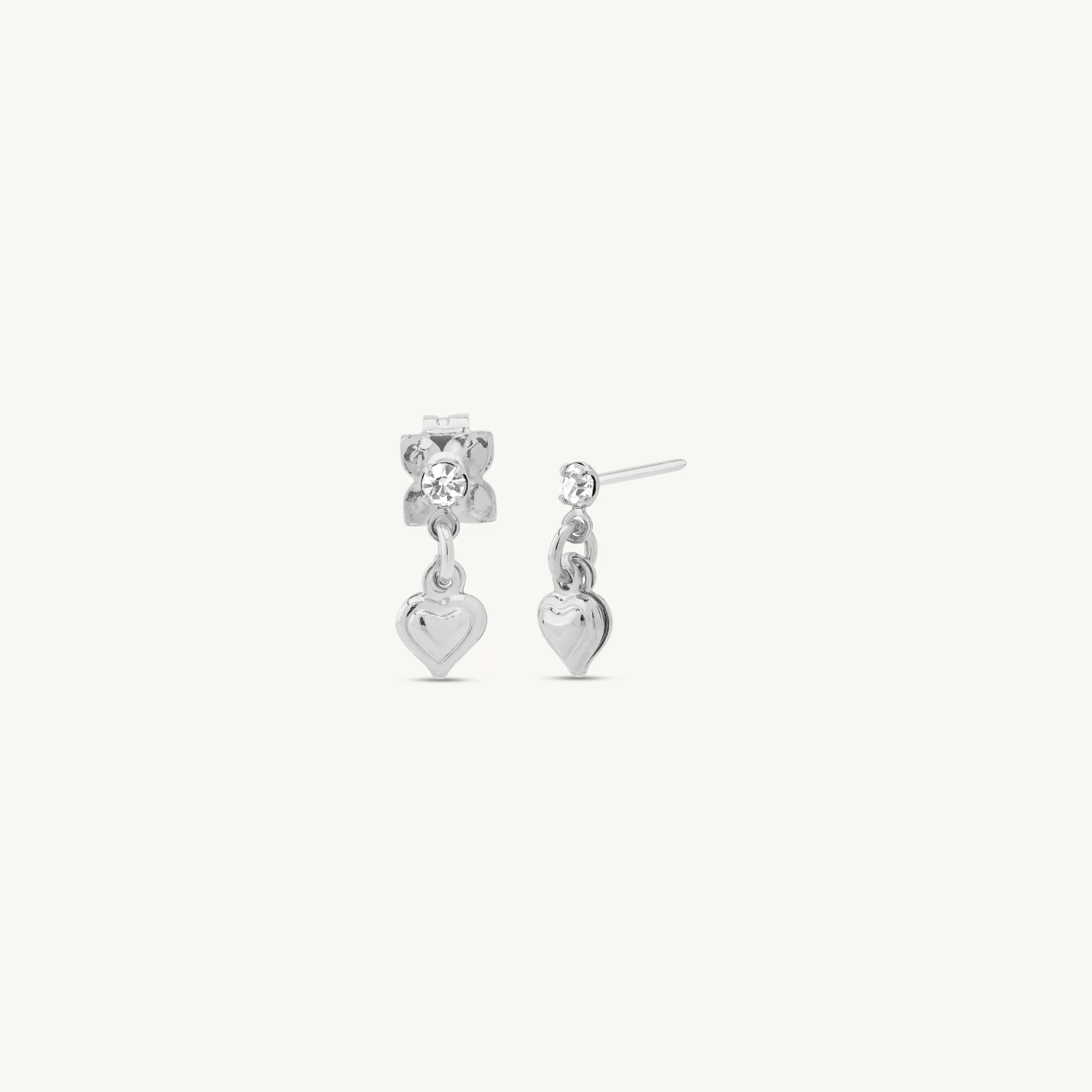 Adelina Dangle Heart Stud Earrings