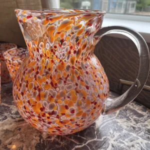 Confetti Glass Jug - Pink and Orange