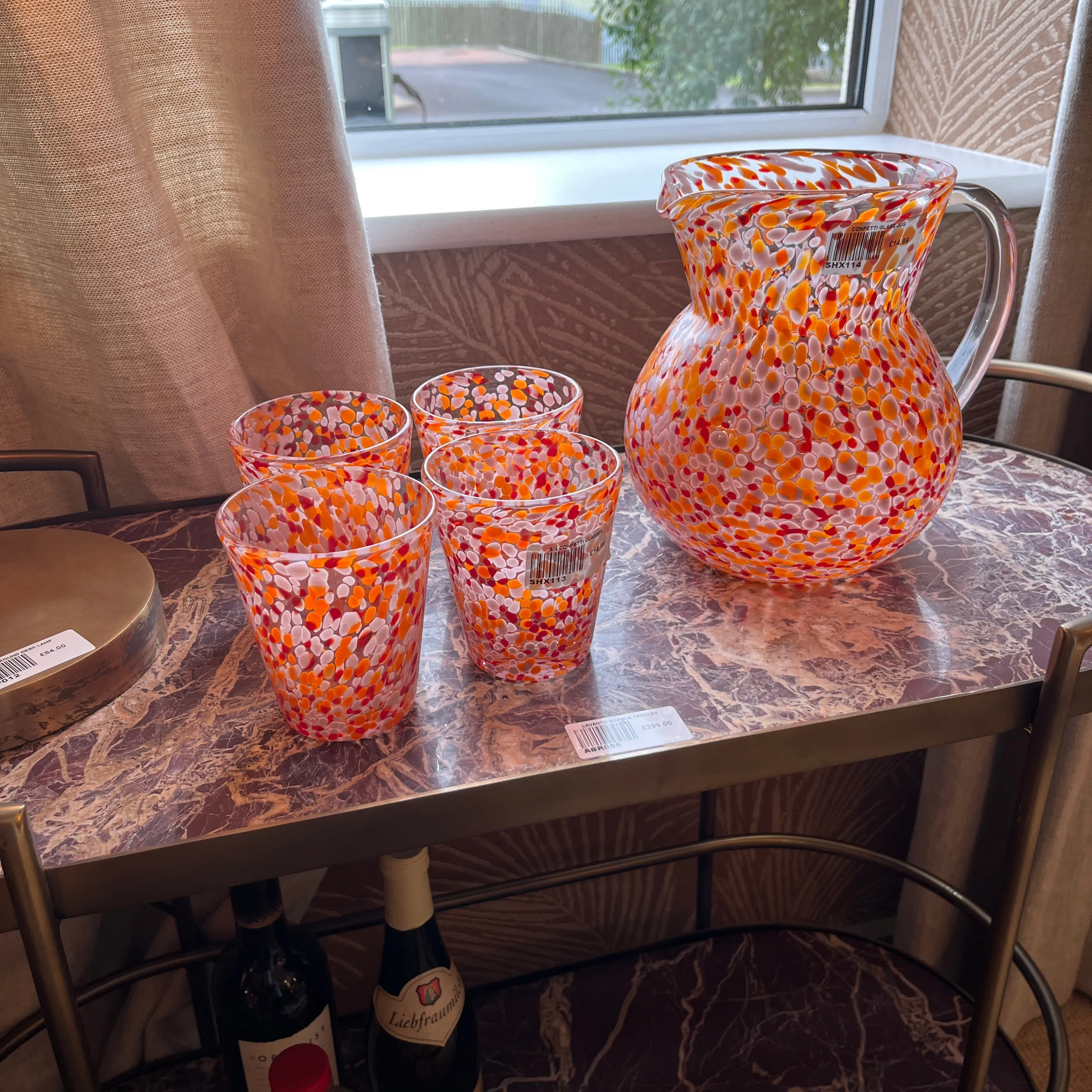 Confetti Glass Tumblers - Pink and Orange - Set of Four