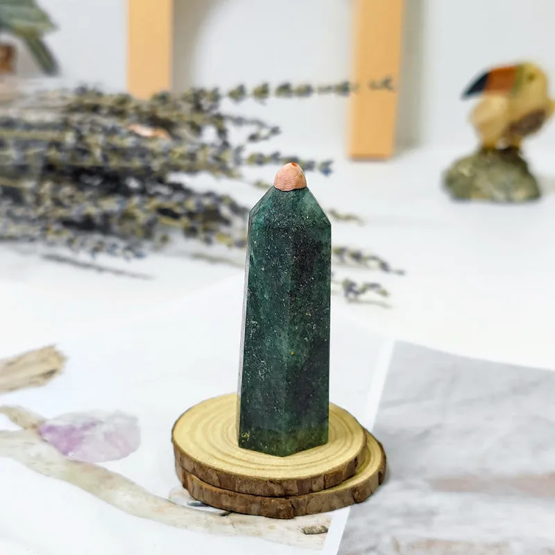 Crystal Fluorite Polished Obelisk- Green Strawberry Crystal Hexagonal Prism