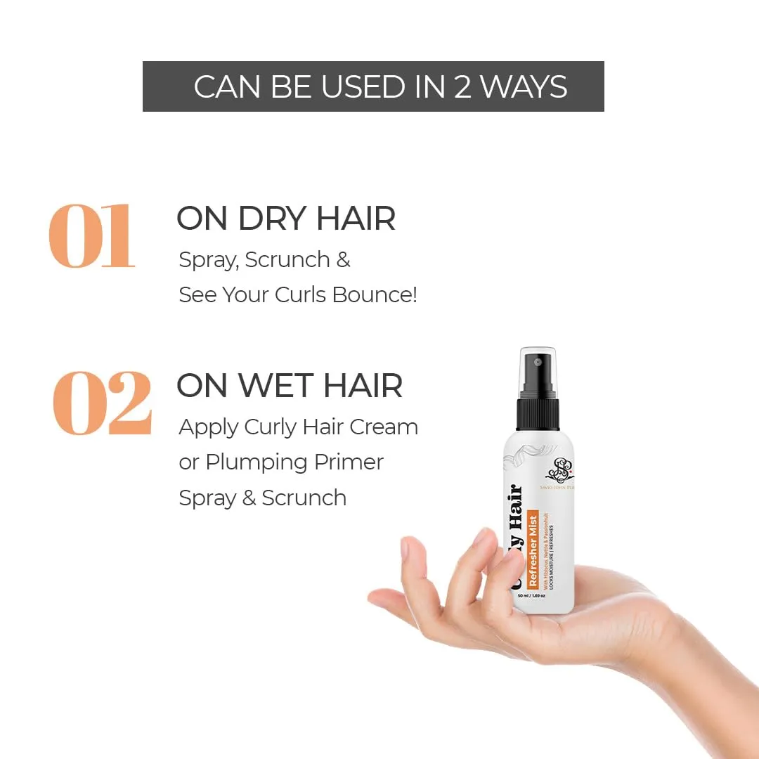 Curly Hair Refresher Mist | Wavy, Frizzy and Curly Hair Products | Hair spray | Curly hair care | Magic hair care for curls | Created by Savio John Pereira - 50 ml (Pack of 2)