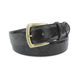 Deep Choc Mock Python Satin Gold Belt