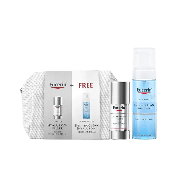 Eucerin - Hyaluron Filler Night Peeling & Serum   Free Dermatoclean Micellar Foam