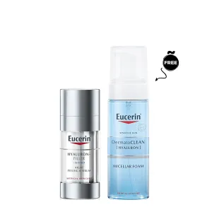 Eucerin - Hyaluron Filler Night Peeling & Serum   Free Dermatoclean Micellar Foam