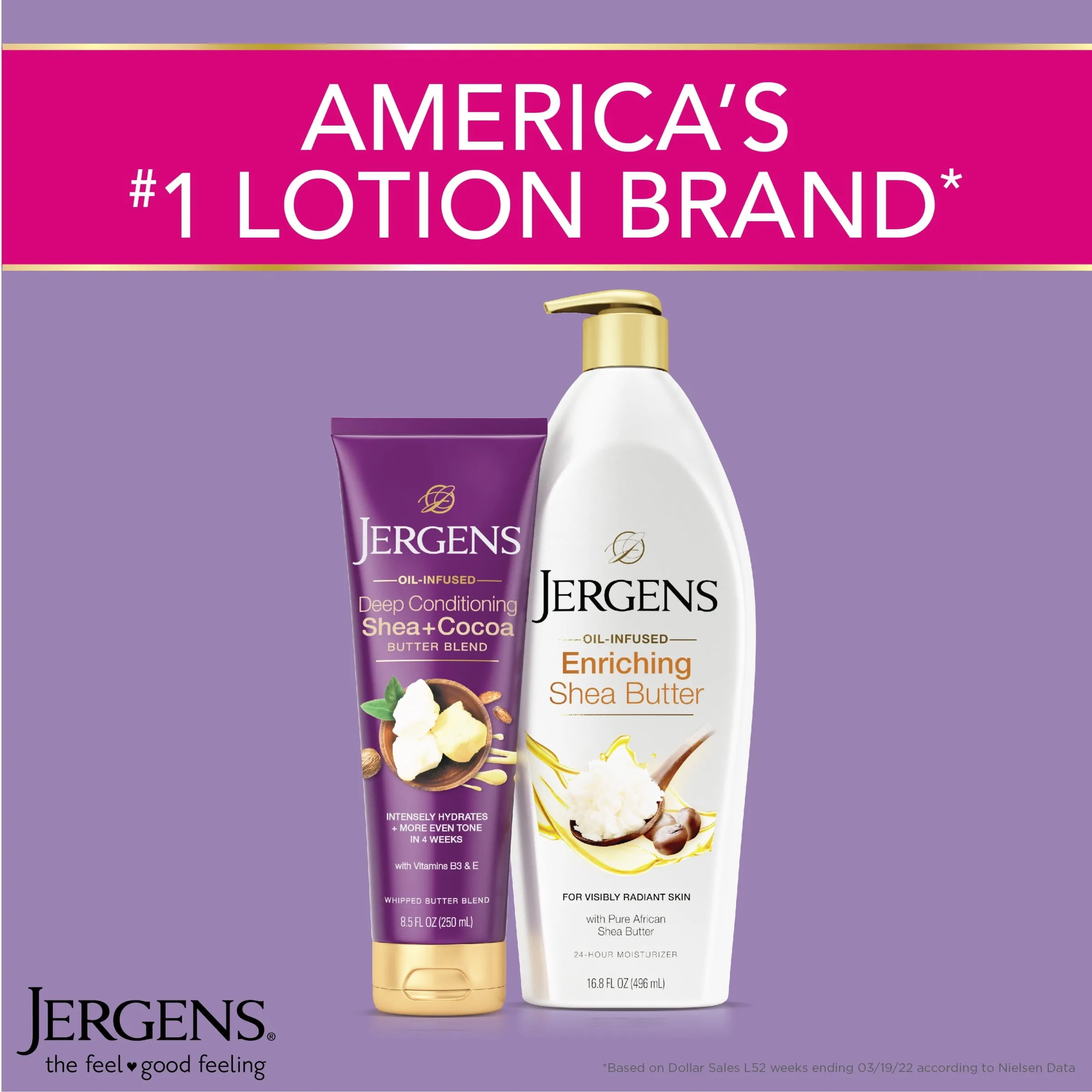 Jergens Hand and Body Lotion, Shea   Cocoa Butter Body Lotion for Dry Skin, Deep Conditioning Moisturizer, with Vitamins E & B3, 8.5 oz