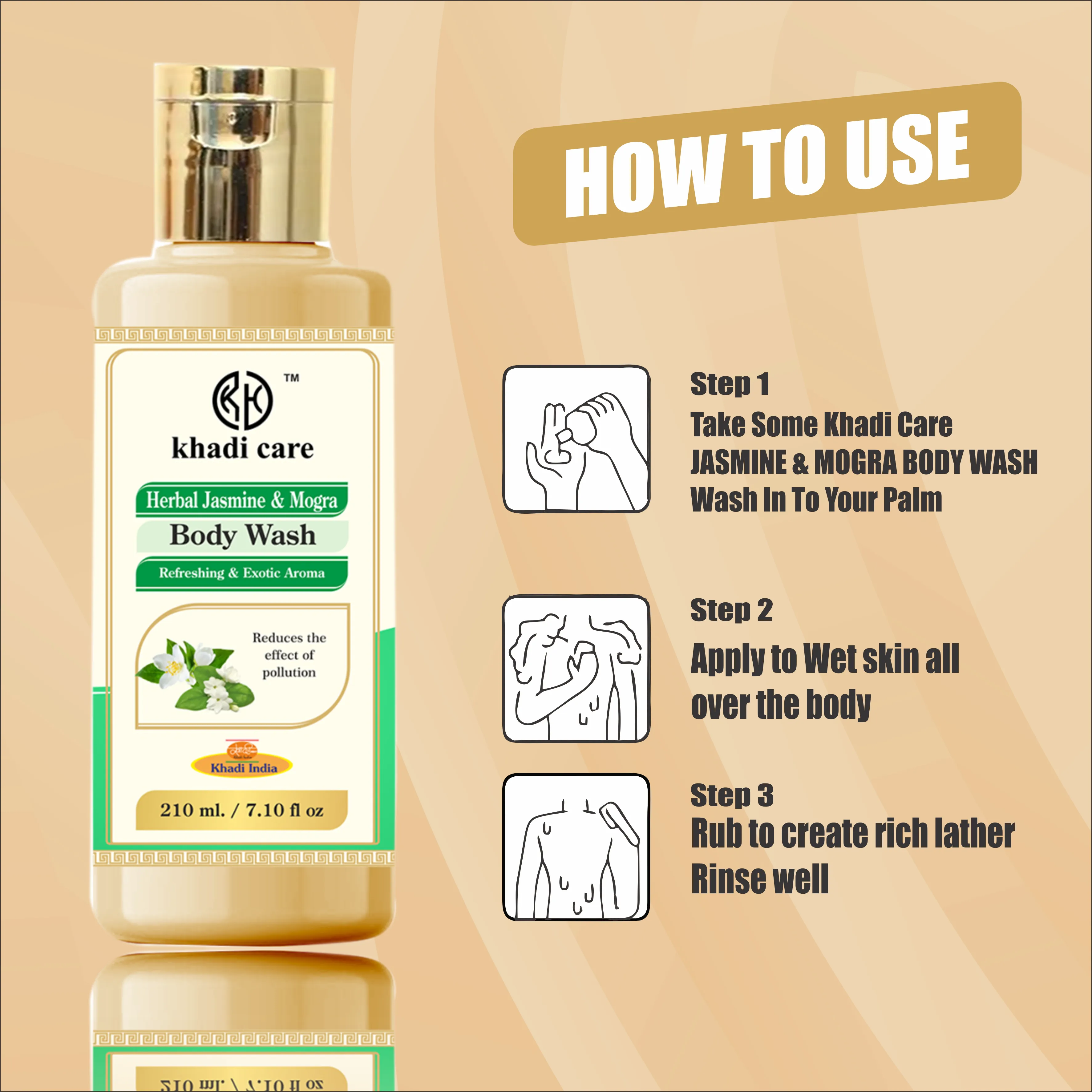 Khadi Care Herbal Jasmine & Mogra Body Wash - Pack of 2 Each 210 ml