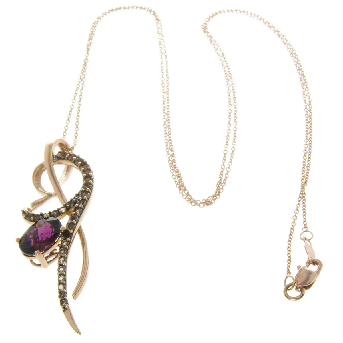 LeVian Amethyst & Chocolate Quartz Rose Gold Necklace