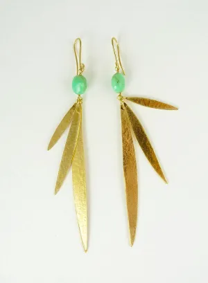 Lily Long Leaf Earrings with gemstones