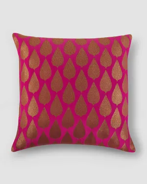 Pink Drop Brocade Cushion Cover