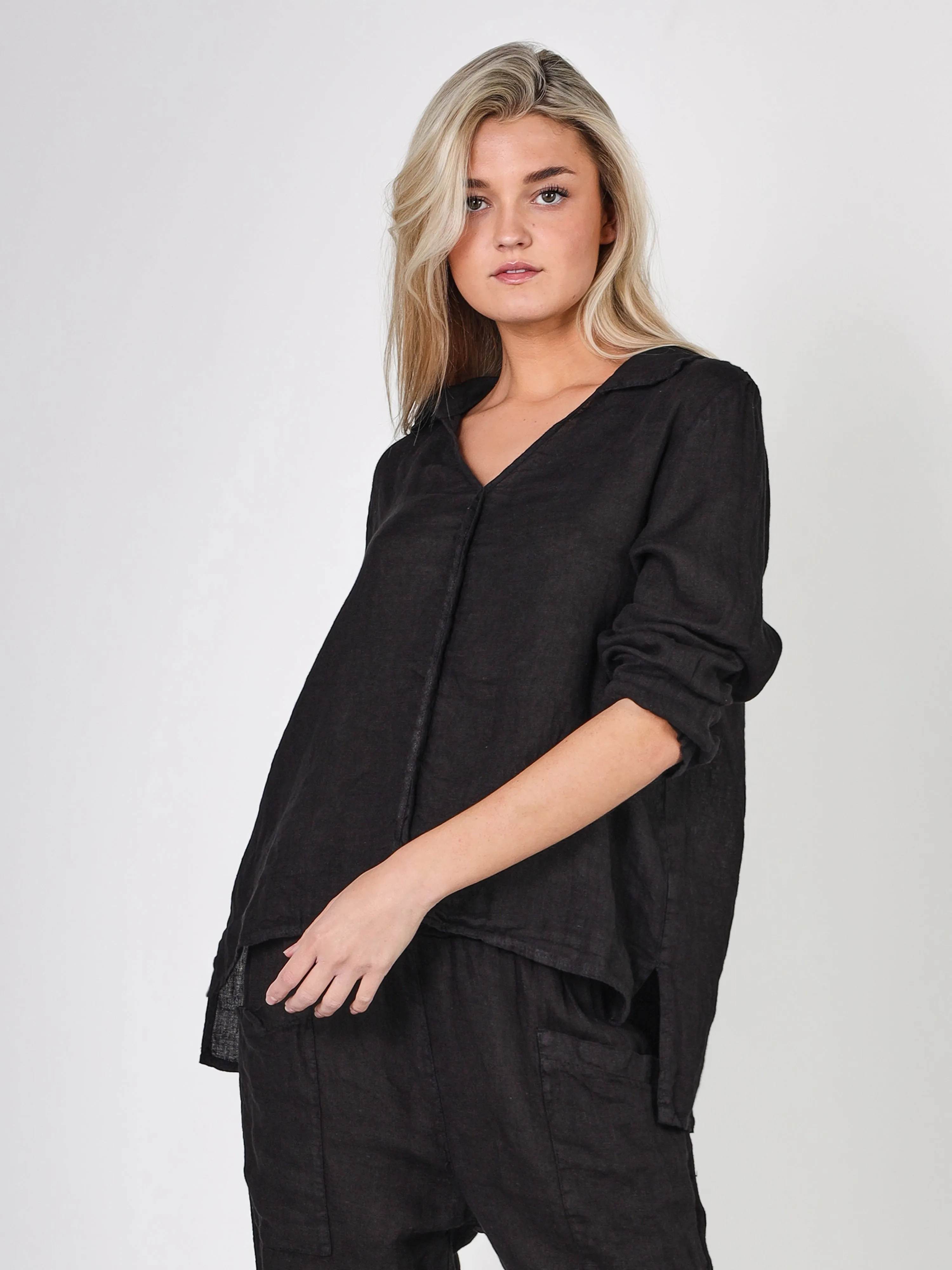 POLETTE linen shirt - Black