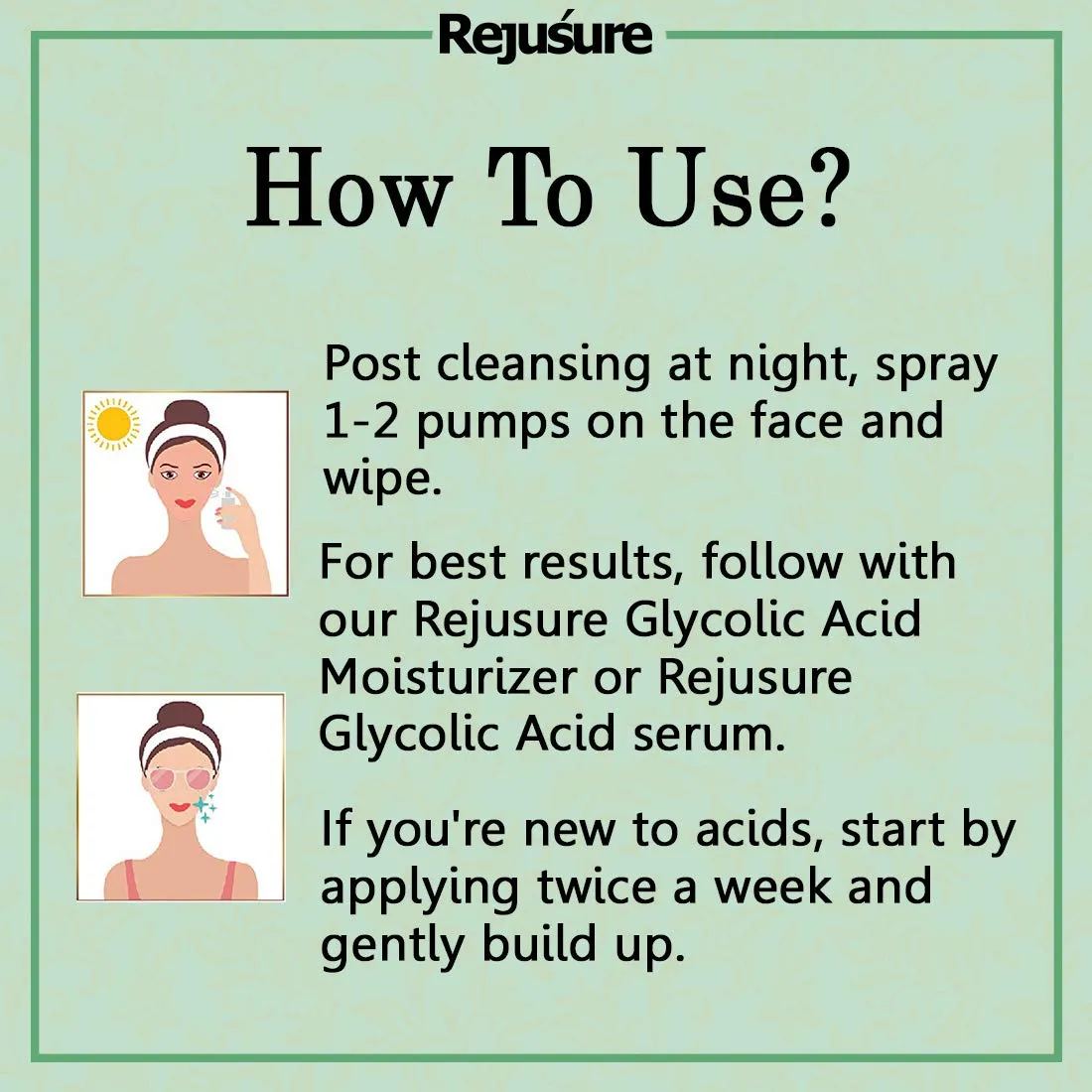 Rejusure Glycolic Acid Face Mist - Exfoliating & Hydrating Facial Spray | Skin Brightness & Clarity - 100ml