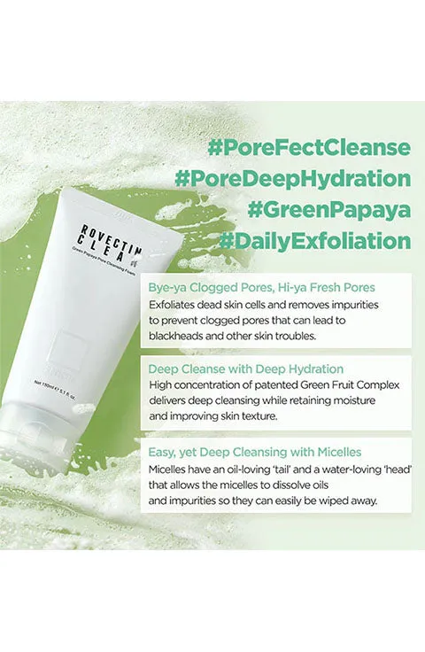 ROVECTIN - Clean Green Papaya Pore Cleansing Foam 150Ml