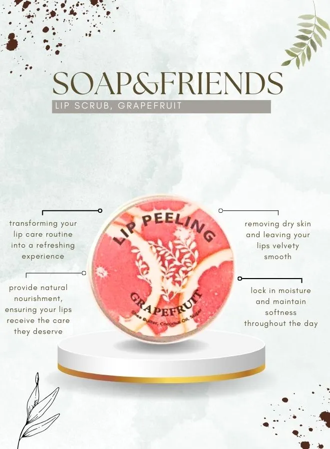 Soap&Friends 15 ml Grapefruit Lip Balm and Scrub Set of 2