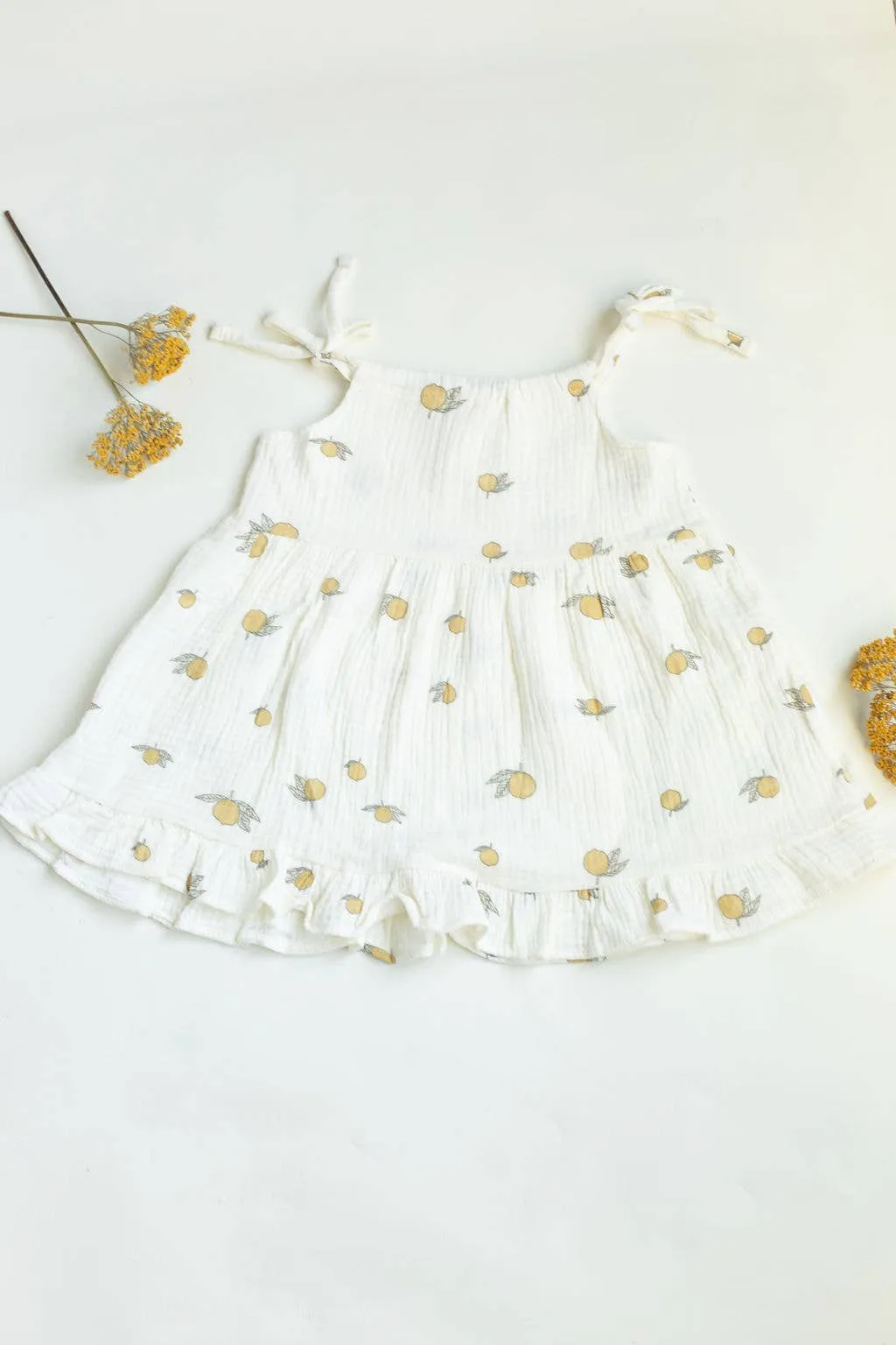 Summer lemon set dress with bloomers for baby