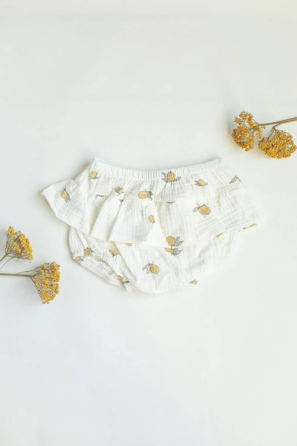 Summer lemon set dress with bloomers for baby