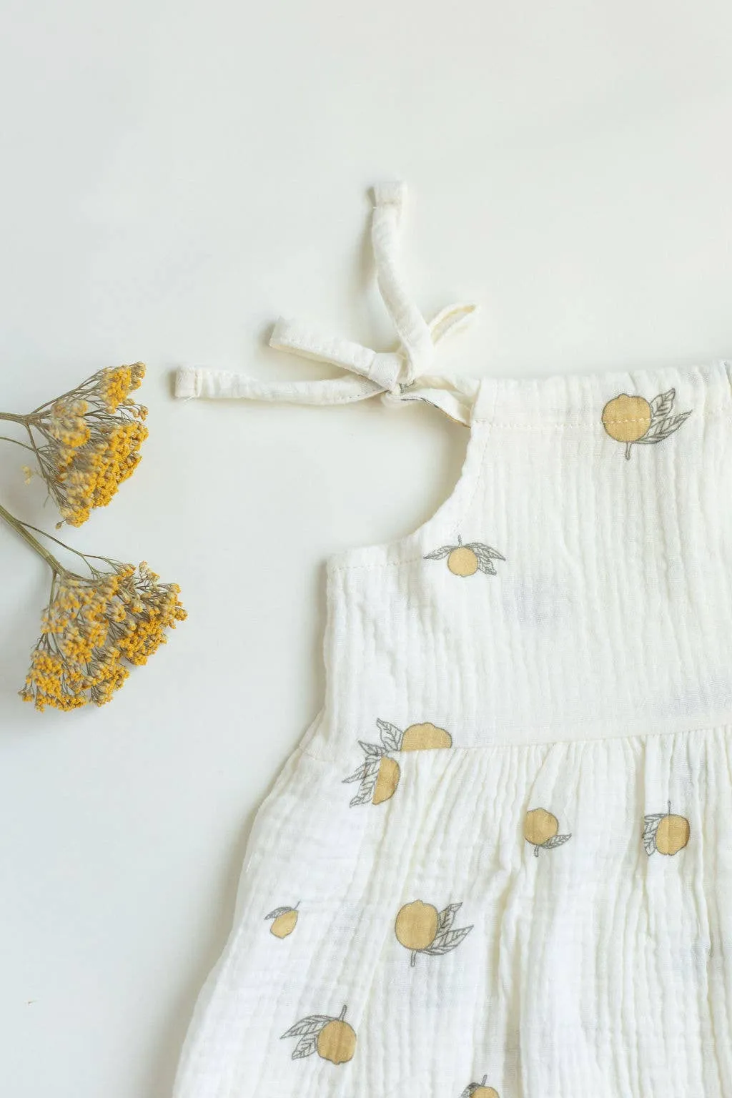 Summer lemon set dress with bloomers for baby