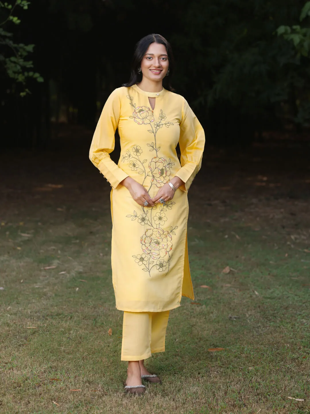 SURAJMUKHI - VISCOSE SILK KURTA SET WITH EMBROIDERY AND BEADS WORK