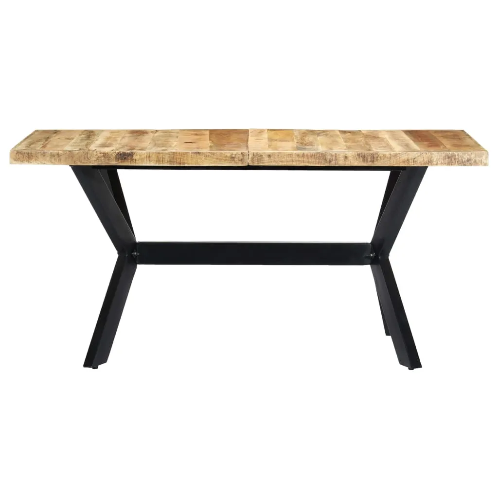 vidaXL Dining Table 160x80x75 cm Solid Rough Mango Wood