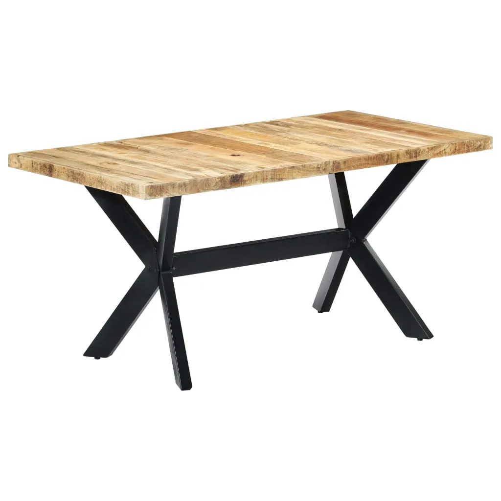 vidaXL Dining Table 160x80x75 cm Solid Rough Mango Wood