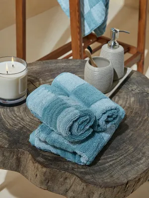 Westside Home Dusty Blue Checkered Design Face Towel (Set of 2)